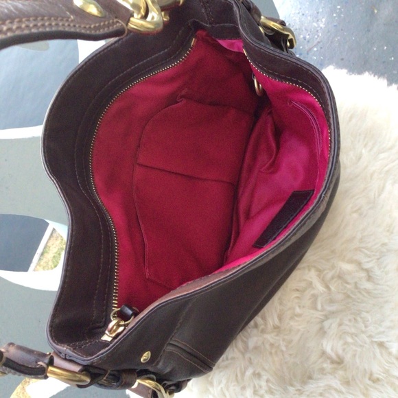 Coach Zoe Full Grain Cowhide Leather Hobo Deep Chocolate Brown Brass Hardware - Picture 8 of 14
